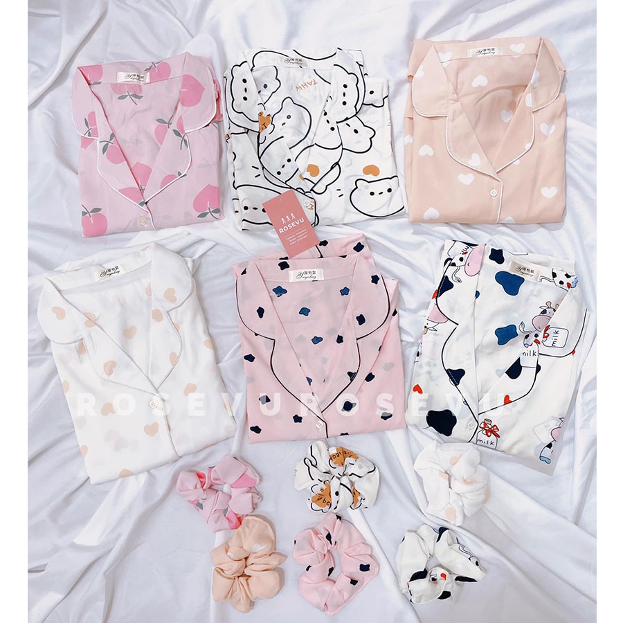 Bộ Pijama cao cấp mã BN666 vải lụa Mango (tặng kèm dây buộc tóc cùng màu) | BigBuy360 - bigbuy360.vn
