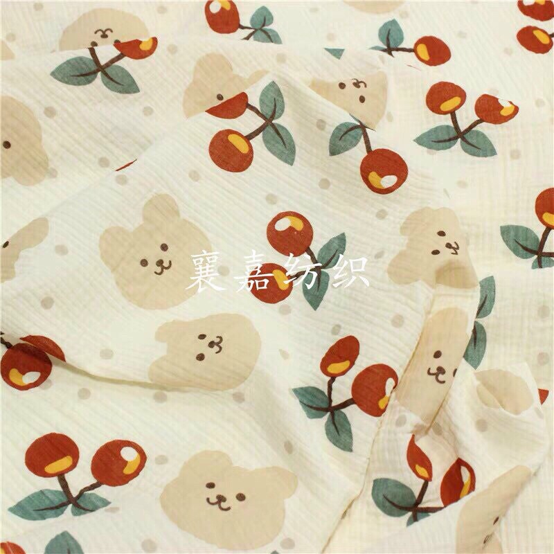 vải xô muslin gấu cherry