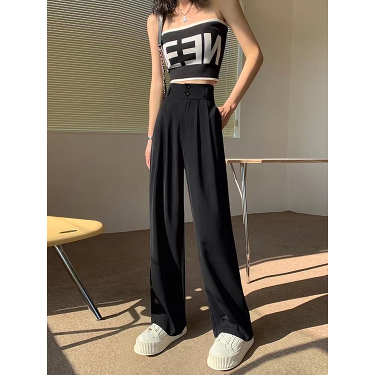 Quần Dài Lưng Cao Ống Rộng Thời Trang Mùa Hè Cho Nữ