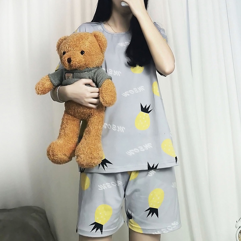 Bộ đồ ngủ ngắn tay họa tiết quả dứa dễ thương xinh xắn | BigBuy360 - bigbuy360.vn