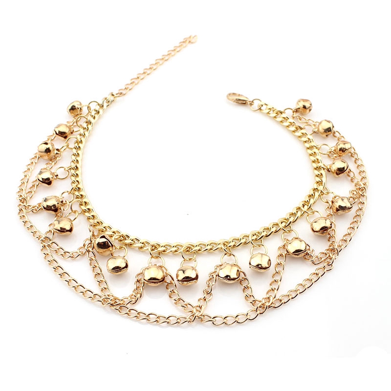 Vòng chân bằng hợp kim màu vàng đính chuông phong cách bohemian thời trang cho nữ