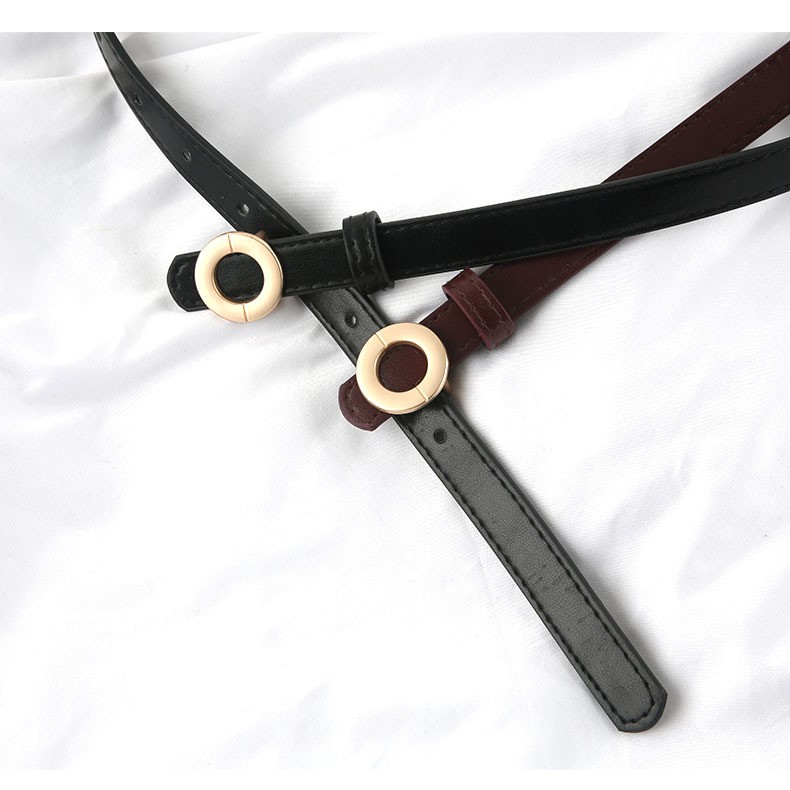 Thắt lưng mảnh bản nhỏ mặt tròn, belt váy da xinh bản 1.8cm TL409 - Thắt Lưng Giá Tốt