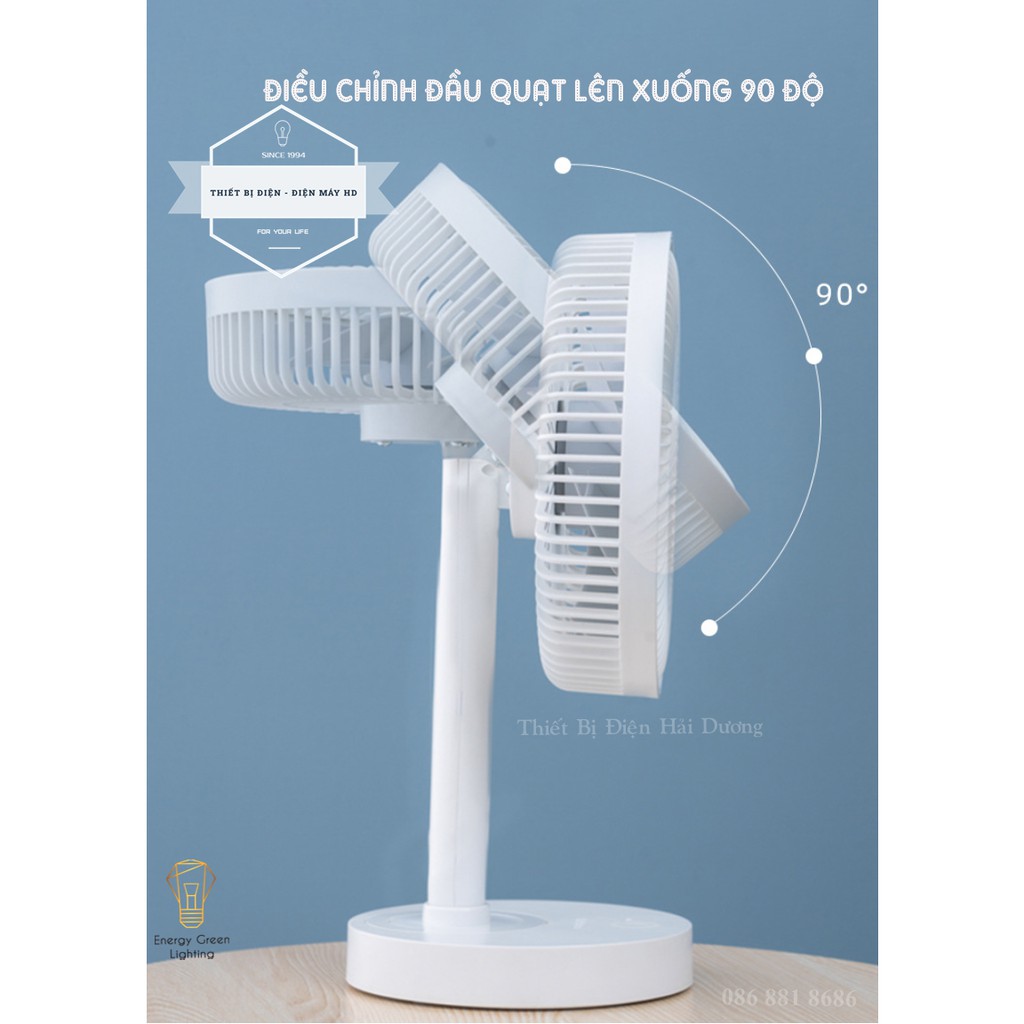Quạt Tích Điện Để Bàn F6, F33C - 4 Tốc Độ Gió - Pin 3600mAh Siêu Khỏe - Chức Năng Xoay Trái , Phải - Bảo Hành 1 Năm
