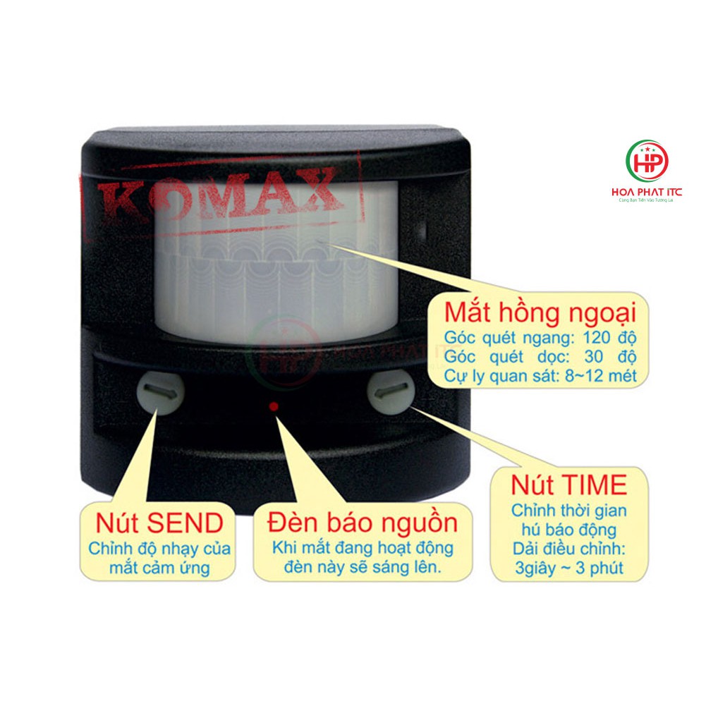 Báo động hồng ngoại 6 kiểu chuông Komax PG-113A - Mã giảm giá đến 10k