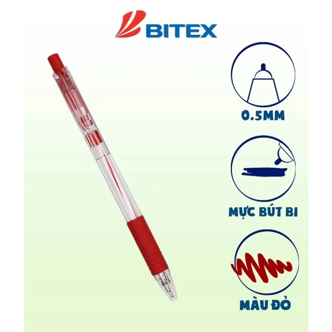 Set5 chiếc Bút bi Bitex B03 Nét 0.5mm - Tự chọn màu