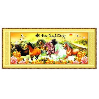 Tranh đính đá mã đáo thành công, df123, 150x66cm chưa đính