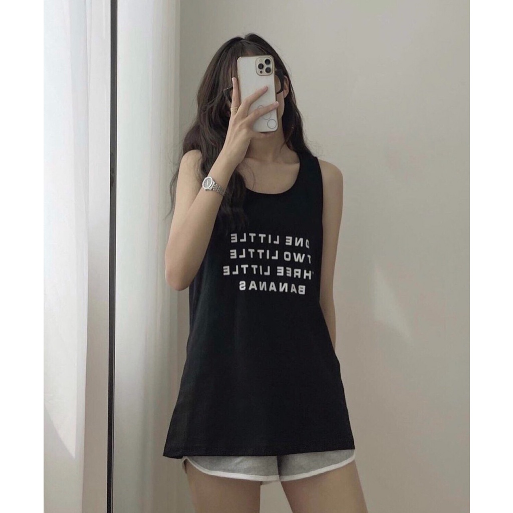 Đồ Bộ Sát Nách Thể Thao Nữ In Chữ Phối Quần Short Viền VATI