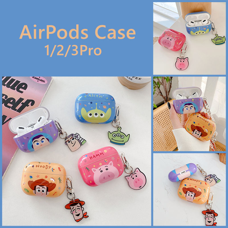 Vỏ Bảo Vệ Hộp Sạc Tai Nghe Kèm Móc Khóa Hình Nhân Vật Toy Story Độc Đáo Cho Airpods 1 / 2