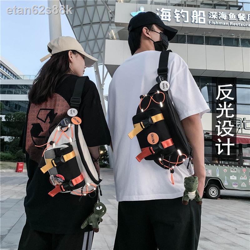 ✈▤✻Túi Messenger nam thương hiệu thủy triều cặp đôi in triều ba lô túi thắt lưng túi đeo vai nhỏ nữ mùa hè Nhật Bản và H