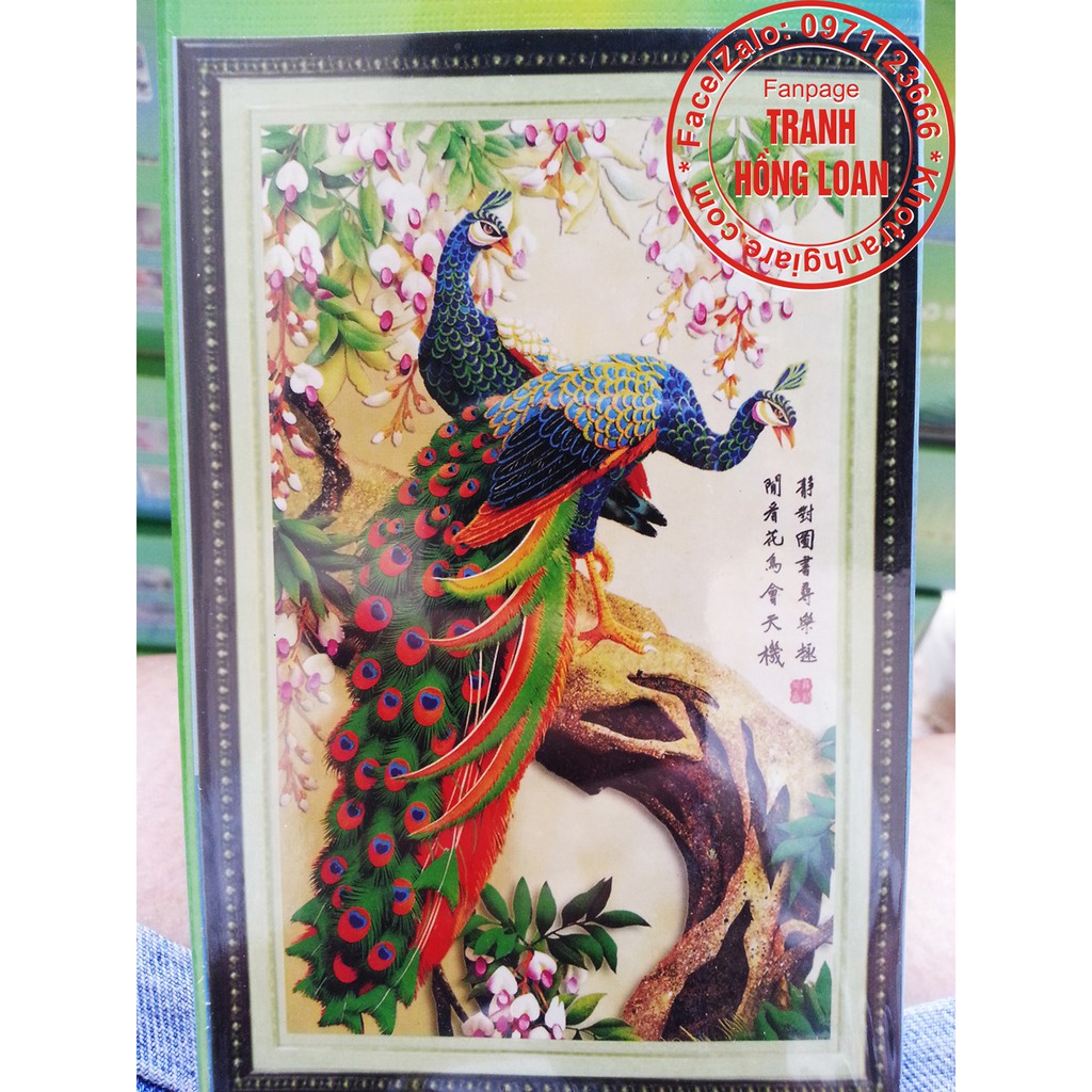 Tranh đính đá đôi công H074