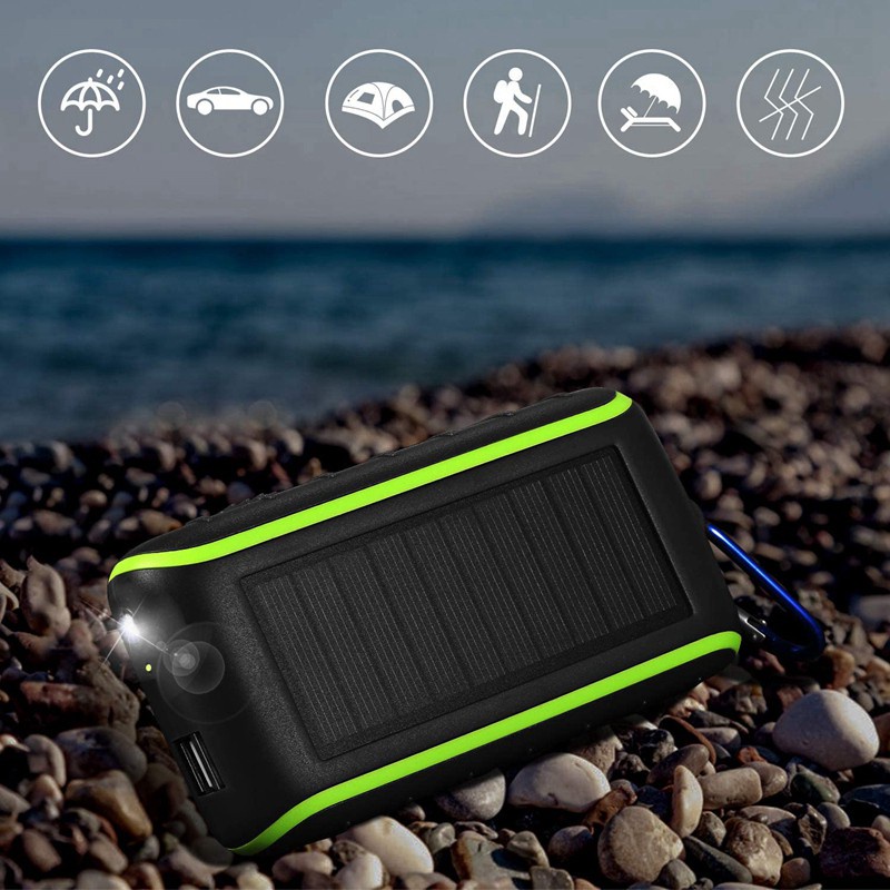 Sạc Pin Năng Lượng Mặt Trời 10000mah 2 Cổng Usb Cho Điện Thoại