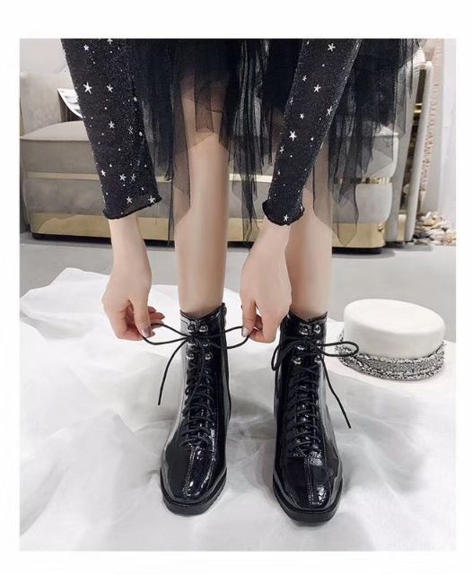 CÓ SẴN ẢNH THẬT Boots bốt nữ da bóng da lì mờ cổ cao ôm buộc dây có khóa kéo cao cấp fullbox | BigBuy360 - bigbuy360.vn