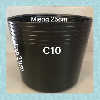Chậu nhựa trồng cây C10 đen mềm dày dặn