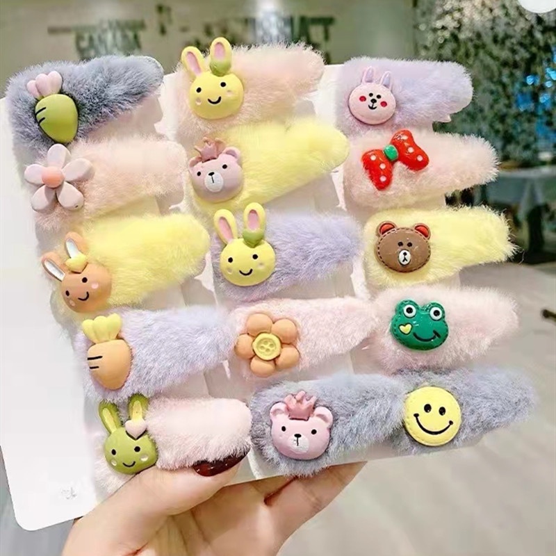 Set 5 Kẹp tóc LÔNG đính nơ đáng yêu cho bé - Nhiều mẫu