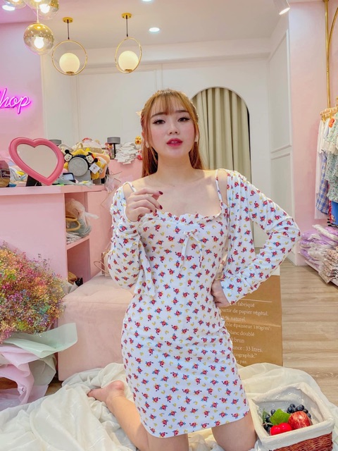 SET ĐẦM BODY KÈM KHOÁC HOA