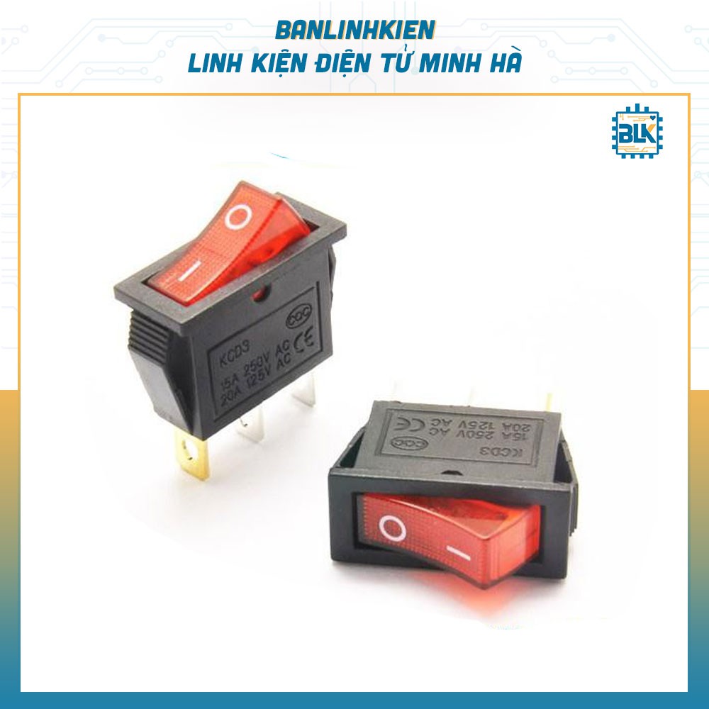 Công Tắc Bập Bênh 15A 250V KCD3-101N Đỏ Đen