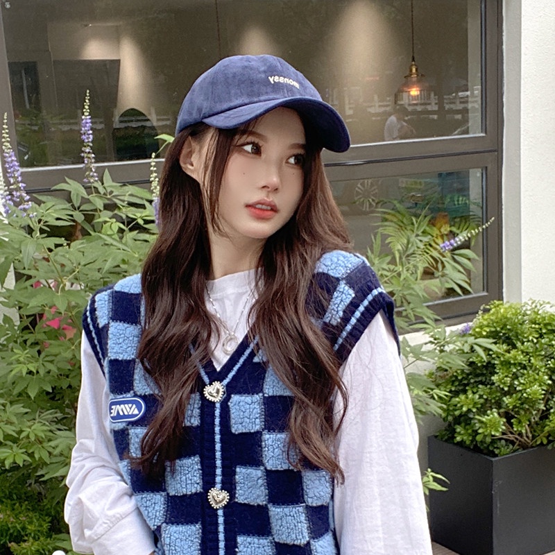 Mũ Lưỡi Trai Da Lộn Mềm Thêu Chữ Phong Cách Hàn Quốc