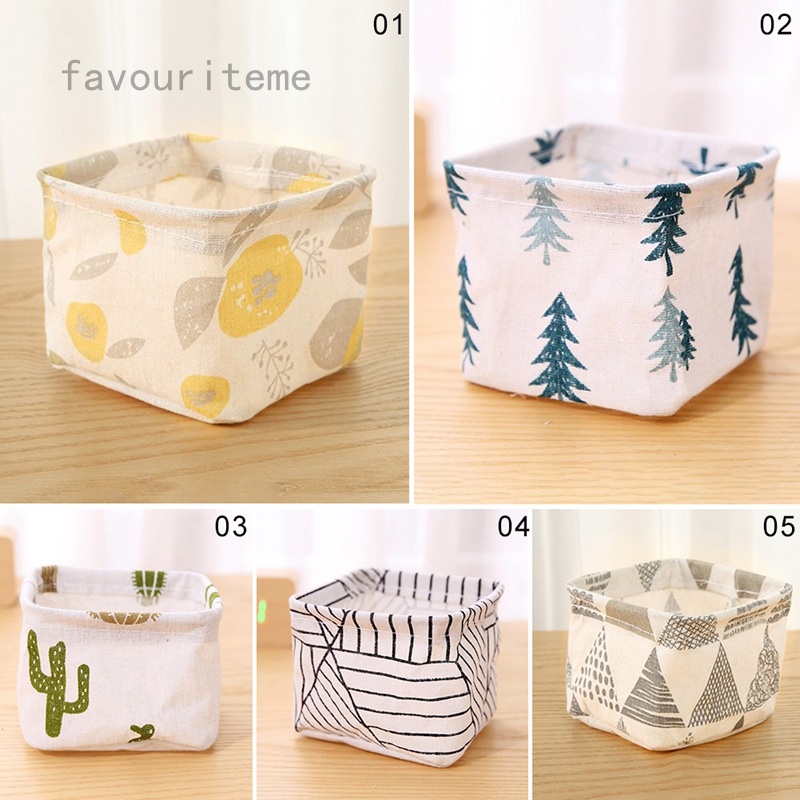 Giỏ đựng đồ bằng vải cotton lanh để bàn tiện lợi