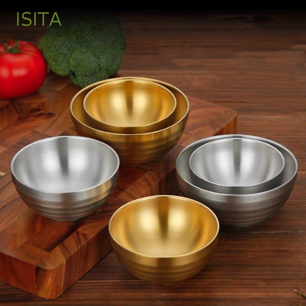 Tô Ăn Cơm Chống Bỏng Isoita|Tô Bằng Thép Không Gỉ 304 Hai Lớp Nhiều Màu Sắc Để Nấu Ăn Tiện Dụng