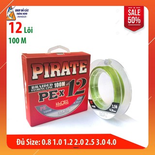 Dây dù câu cá PE X12 PIRATE (12 lõi) 100m ... Siêu bền Siêu mịn Siêu tải màu xanh lá 2 tầng chống thấm