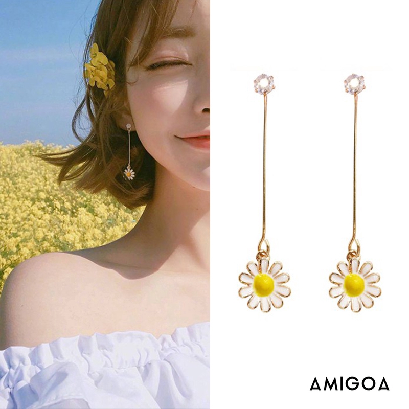 Khuyên Tai Hình Hoa Hướng Dương Đính Đá Xinh Xắn