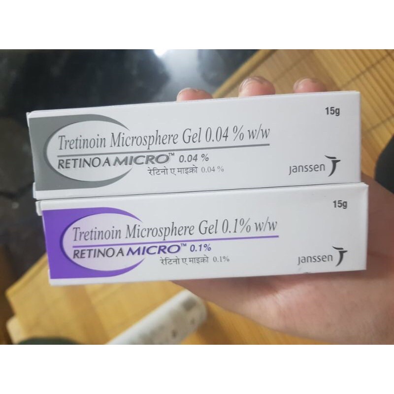 Tretinoin Microsphere Gel  0,04 % Kem giảm mụn chống lão hóa mờ thâm 15g Ấn Độ