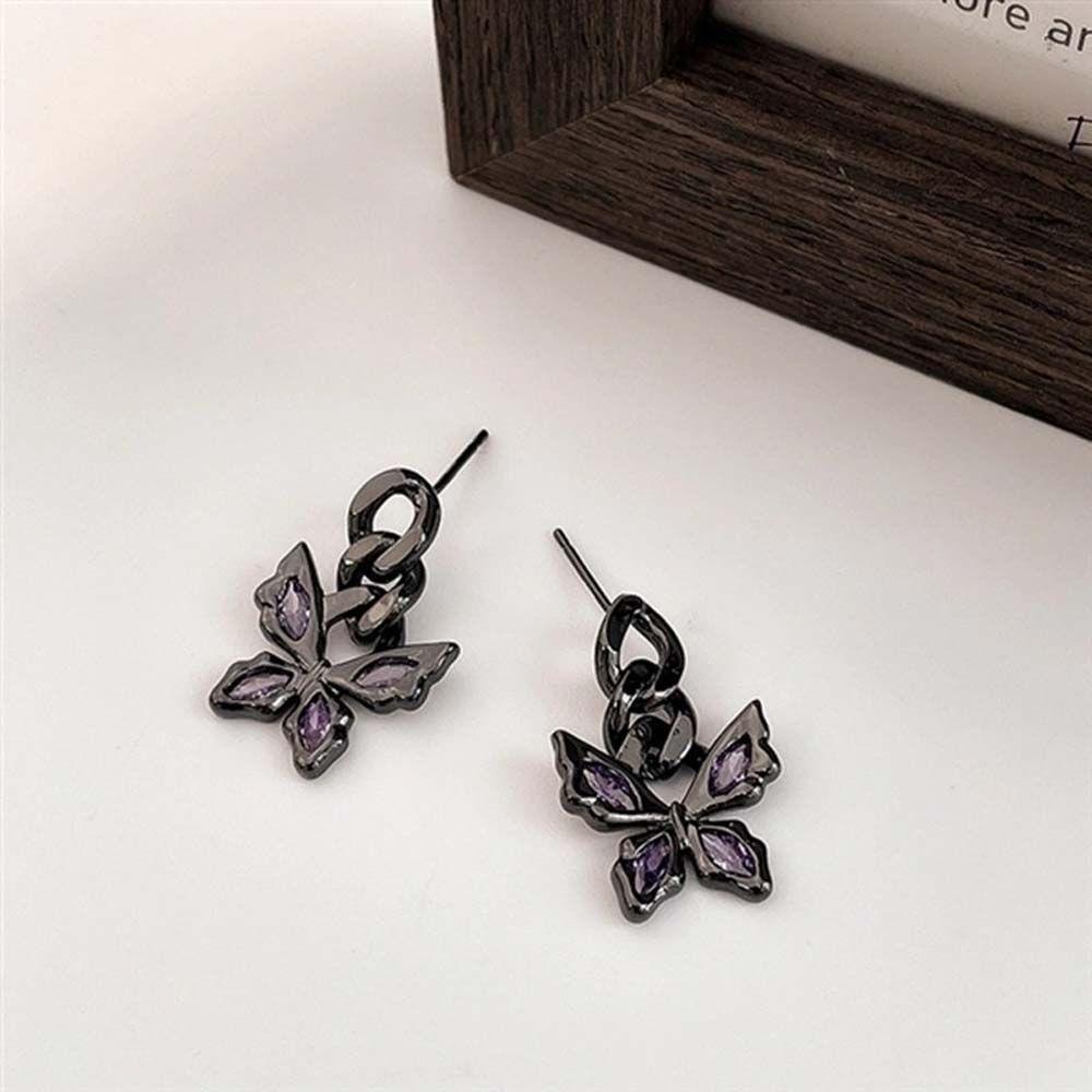 Khuyên Tai Dạng Hở Hình Bướm Đen Thời Trang Cho Nữ