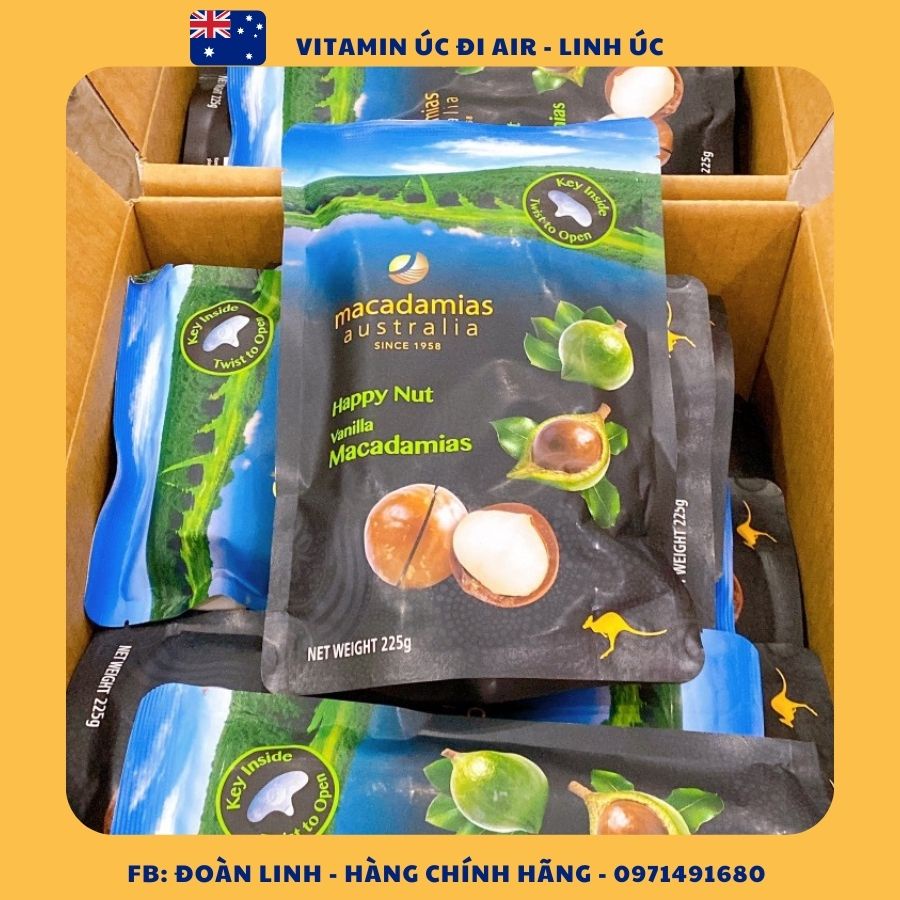 Hạt MACCA Nội địa Úc 225gr, Hàng Chuẩn Úc,Hạt Macca Úc nứt vỏ tự nhiêngg