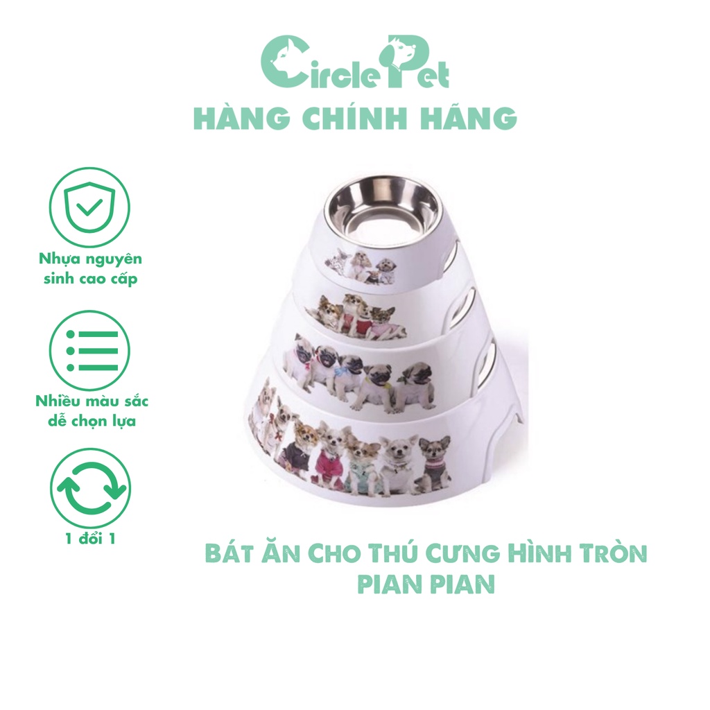Bát Ăn Cho Thú Cưng Hình Tròn Chất Liệu Nhựa Nguyên Sinh Cao Cấp PIAN PIAN Nhiều Kích Cỡ - Circle Pet
