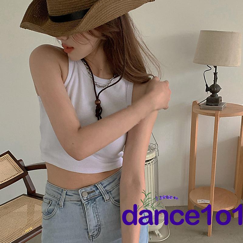 Áo Ba Lỗ Ngắn Cổ Tròn Màu Trơn Dành Cho Nữ Nhảy 1O1-Áo Cổ Tròn