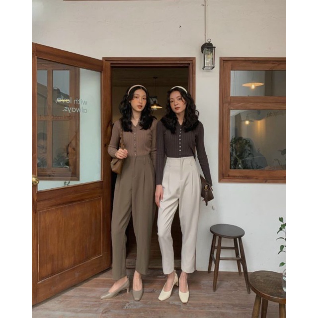 Quần baggy vải trơn kèm đai hàng QCL1