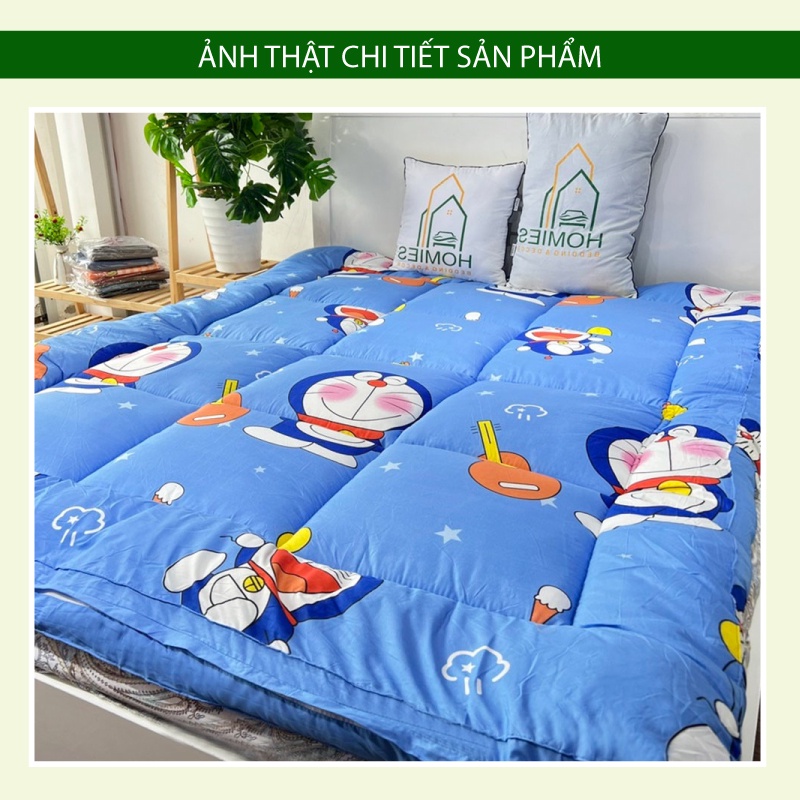 Nệm Topper Doremon HOMIES Tấm làm mềm đệm cotton Đũi Hàn quốc mới nhất 2020 - Có Chun 4 Góc Cố Định Đệm