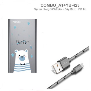 COMBO Sạc dự phòng 10000mAh và dây sạc Micro USB 1-1.5m YOOBAO - CBO A1 423 thumbnail