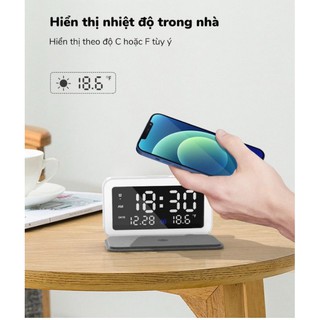 Đồng hồ báo thức để bàn kiêm đế sạc không dây ORYCOOL thông minh