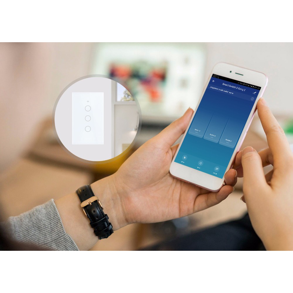 [NÚT LÕM] Công tắc thông minh ZIGBEE Viền Vàng Nút Lõm Cao Cấp - Tuya SmartLife 1-2-3-4 Nút Cảm Ứng