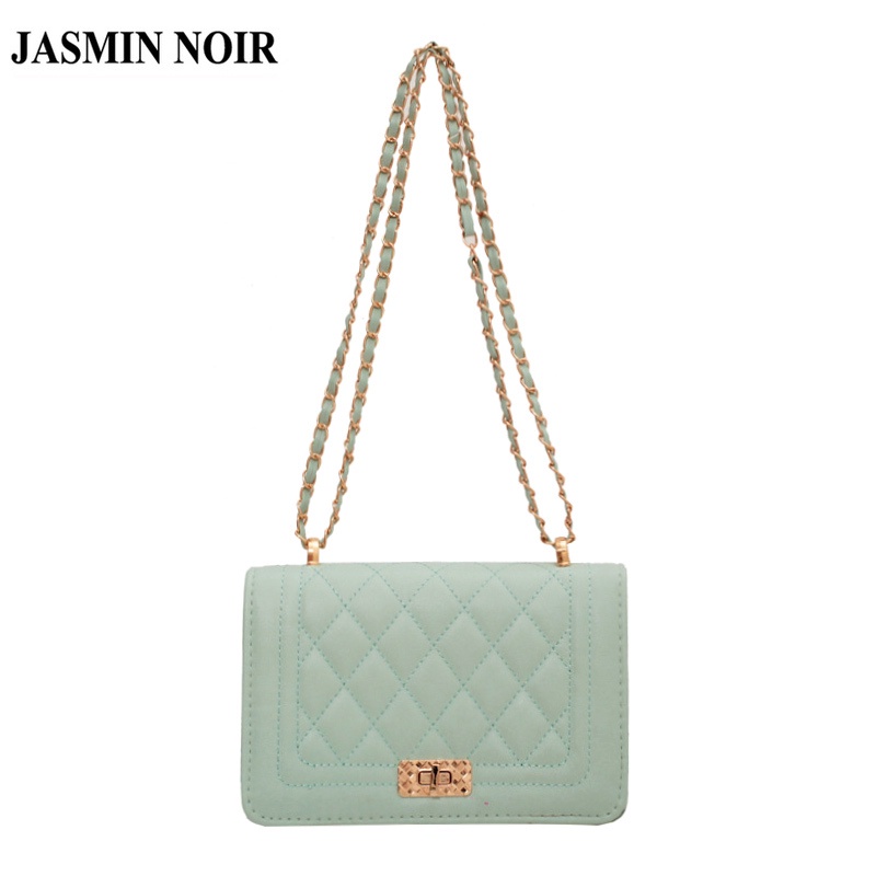 Túi đeo chéo JASMIN NOIR nắp lật họa tiết kẻ ô phối dây xích cho nữ