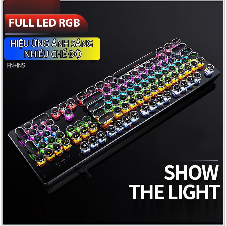 Bàn phím cơ Latope bàn phím gaming nút tròn dễ thương Full LED RGB T907