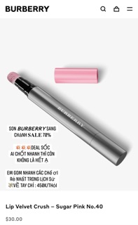 SON 𝘽𝙐𝙍𝘽𝙀𝙍𝙍𝙔 sang chảnh 𝐒𝐀𝐋𝐄 70% store Mỹ
