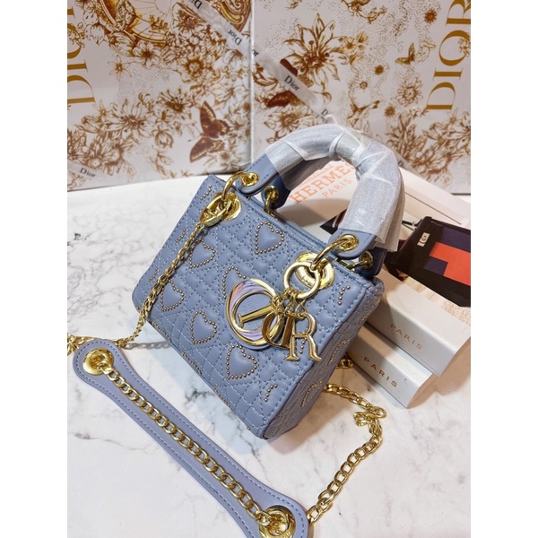 Túi dior Tim 3 ô fullbox size 17cm đính đá thời trang [Ảnh thật shop tự chụp]