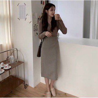 SET ÁO LEN TĂM MIX CHÂN VÁY DẠ HÀN QUỐC