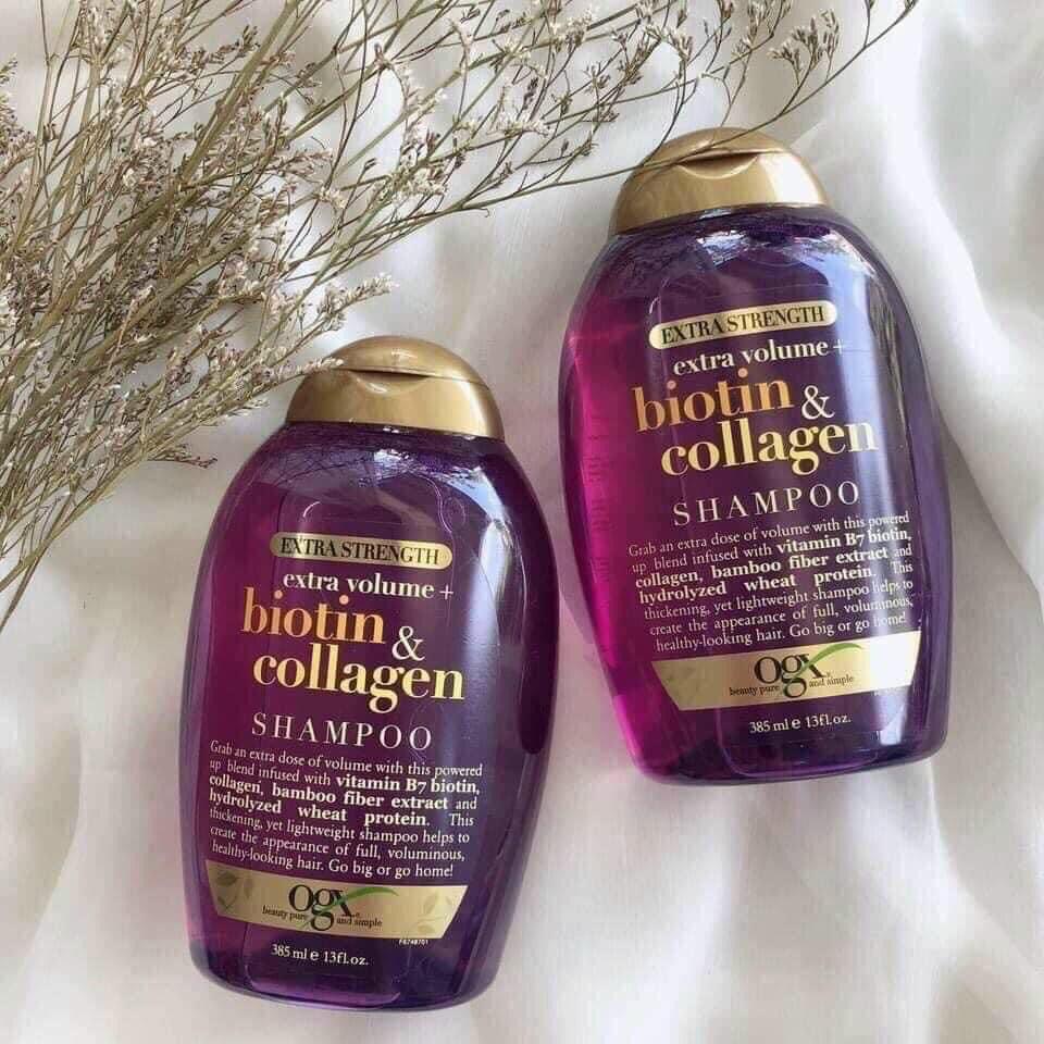 Dầu gội/xả Ogx Extra Volume Biotin & Collagen 385ml