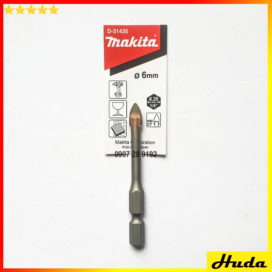 Mũi khoan gạch men thủy tinh 4mm 5mm 6mm 8mm 10mm chân chuôi lục giác Makita D31413 D31429 D31435 D31441 D31457