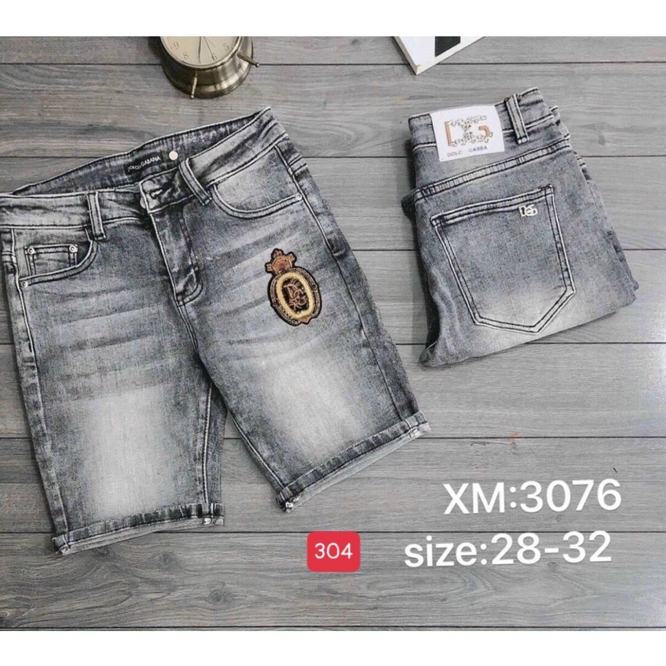 Quần short jean nam logo cao cấp - chất liệu Denim, co dãn tốt - Thời Trang Nam Nữ Gemini KV304
