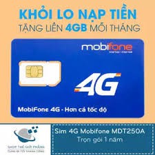 (DÙNG MẠNG MIỄN PHÍ CẢ NĂM) SIM 4G MOBIFONE TẶNG 48 GB TRỌN GÓI 1 NĂM K CẦN NẠP TIỀN