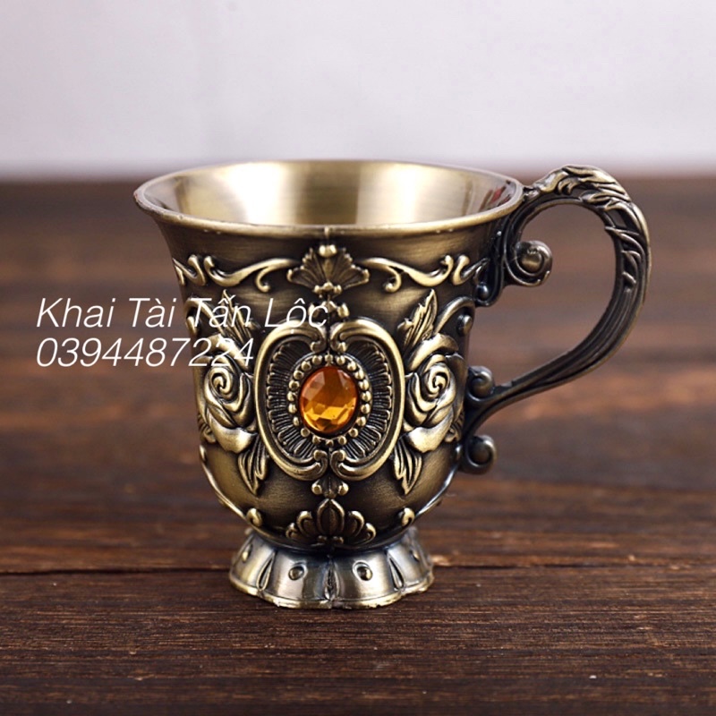 Bộ bình ly rượu đồng kiểu cổ phong cách Ba Tư 8 món