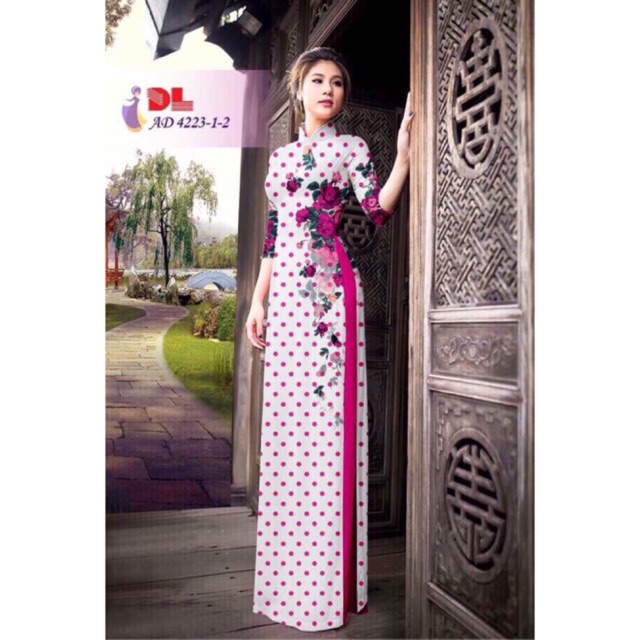 Vải áo dài chấm bi