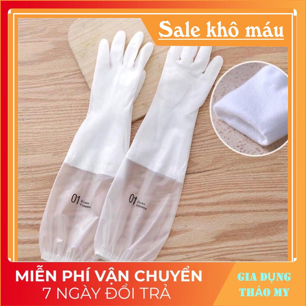 Găng tay cao su lót nỉ con hươu Siêu bền Siêu Dai bảo vệ da tay