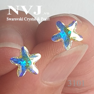 Bông hoa tai nụ Swarovski pha lê Áo, hình ngôi sao rất xinh, chuôi chốt bạc 925
