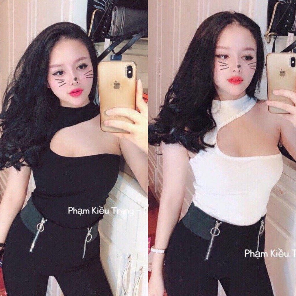 Áo kiểu 1 tay cổ chéo ôm body dáng croptop chất thun bozip cực mềm mịn mát