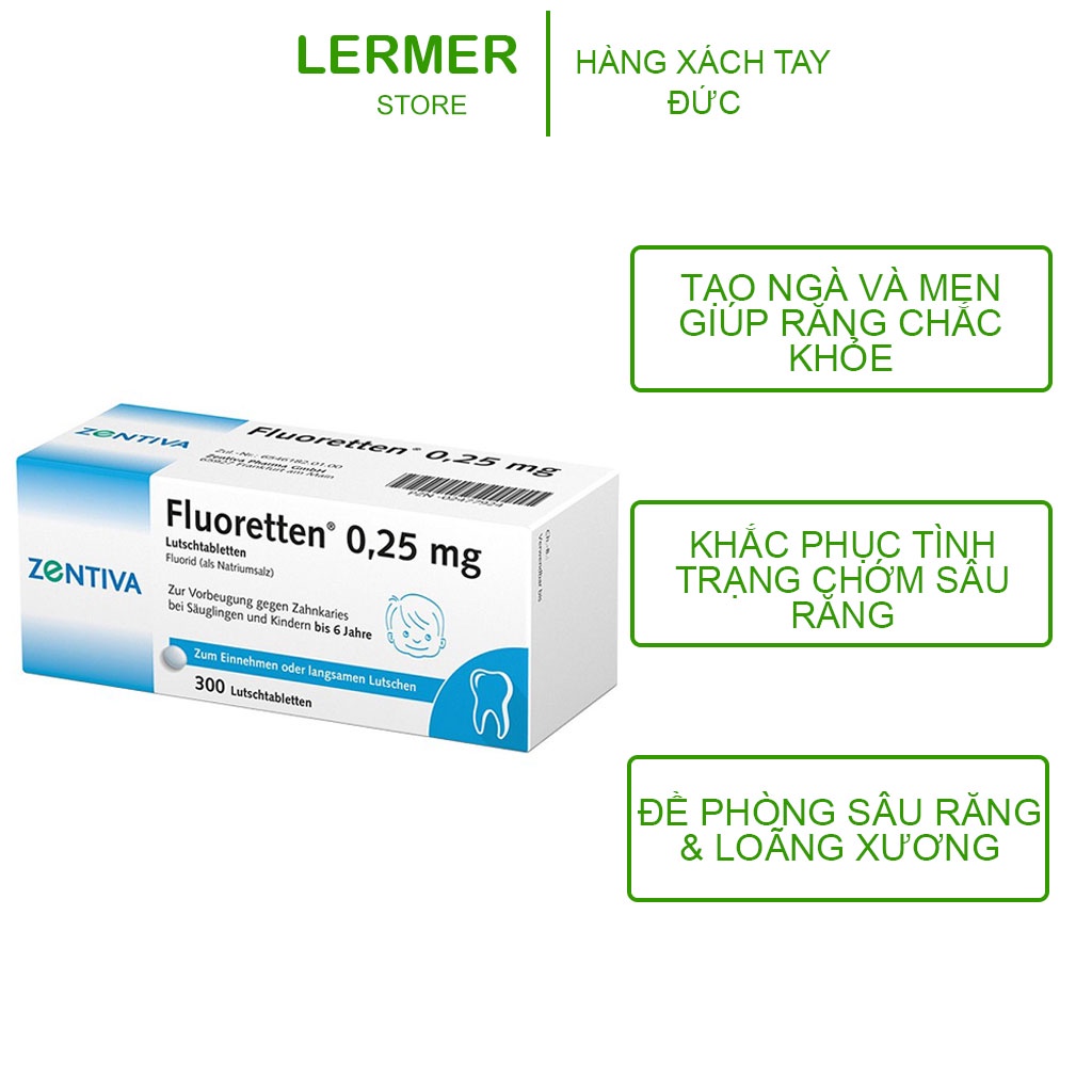 Viên ngậm chắc răng và ngừa sâu răng Sanofi Fluoretten 0,25mg cho trẻ dưới 6 tuổi
